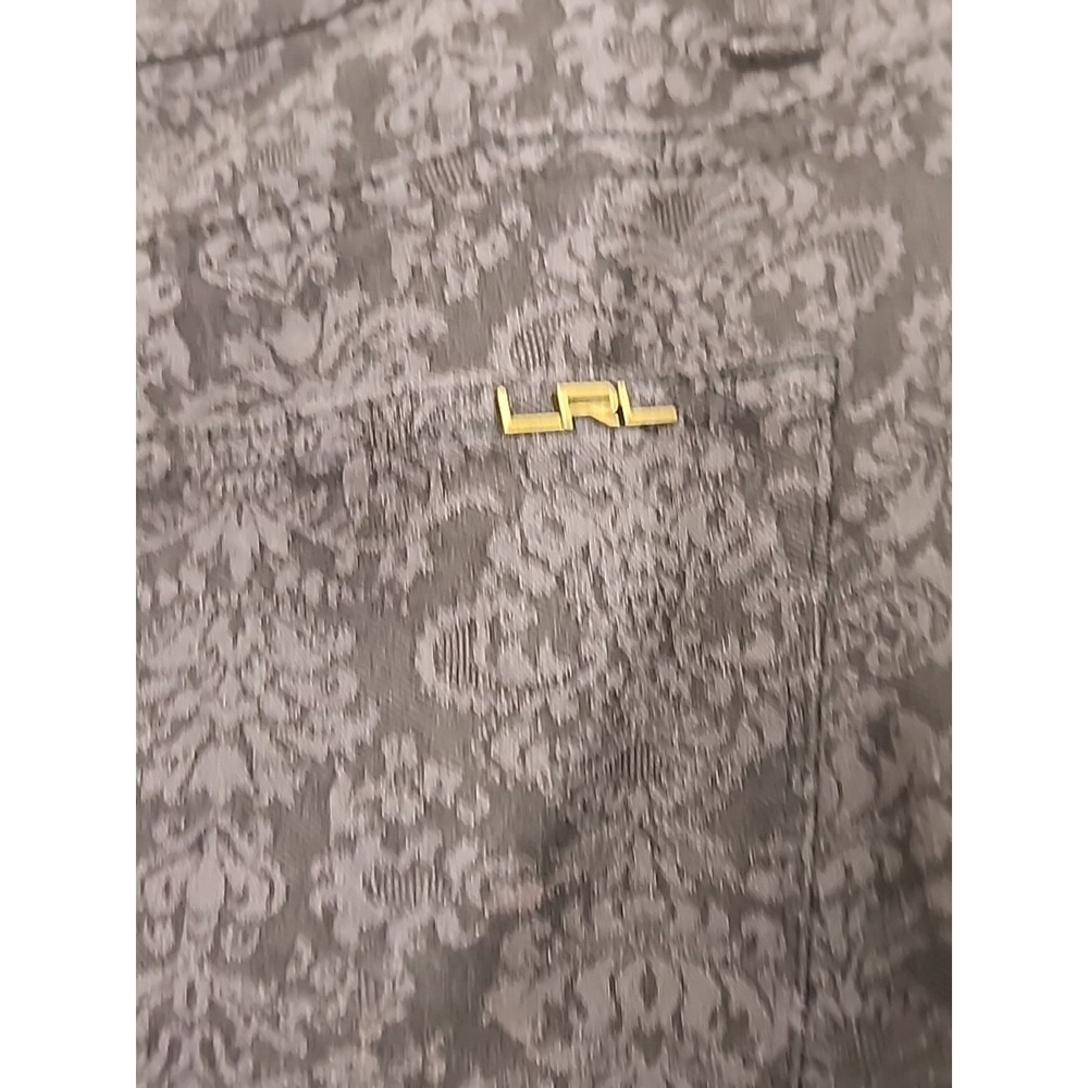 LRL Ralph Lauren Ladies Size 12 Floral Navy Blue Gray Straight Stretch Jeans - Picture 2 of 12
